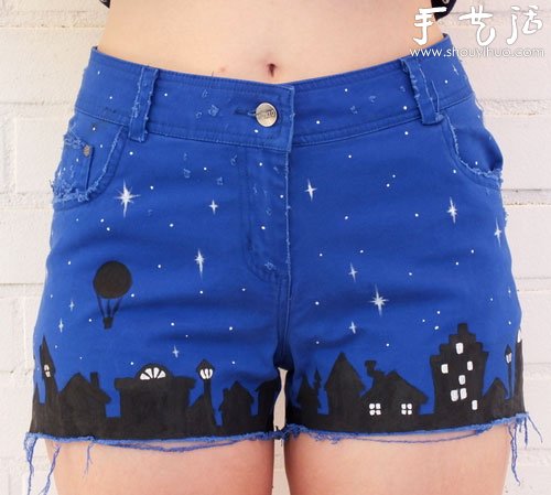 夜空圖案毛邊短褲制作 -  www.rpnrmr.com