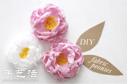 雪紡布+毛線 手工制作布藝牡丹花 -  www.rpnrmr.com
