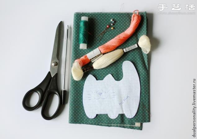 手工布藝貓咪靠枕/抱枕/玩偶/掛件制作圖解 -  www.rpnrmr.com