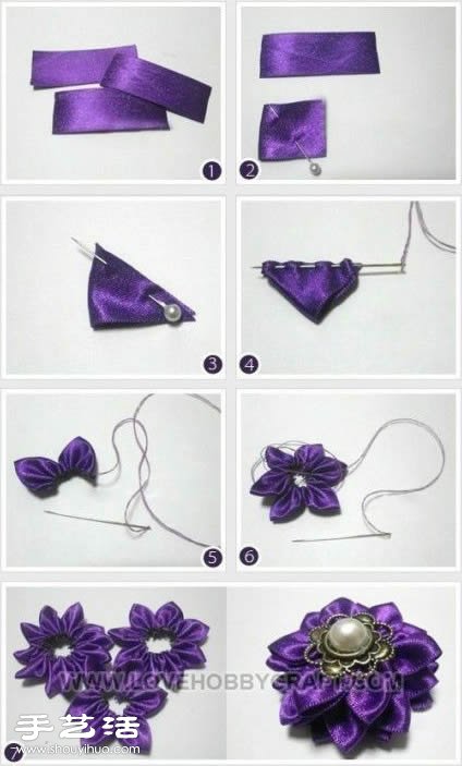 絲帶制作花朵飾品 絲帶花頭飾胸花手工制作 -  www.rpnrmr.com