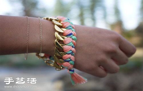 民族風(fēng)繡線編織金屬手鏈的制作方法圖解教程 -  www.rpnrmr.com