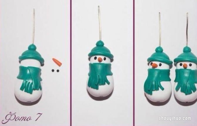 粘土雪人掛件DIY制作的方法步驟圖解教程 -  www.rpnrmr.com