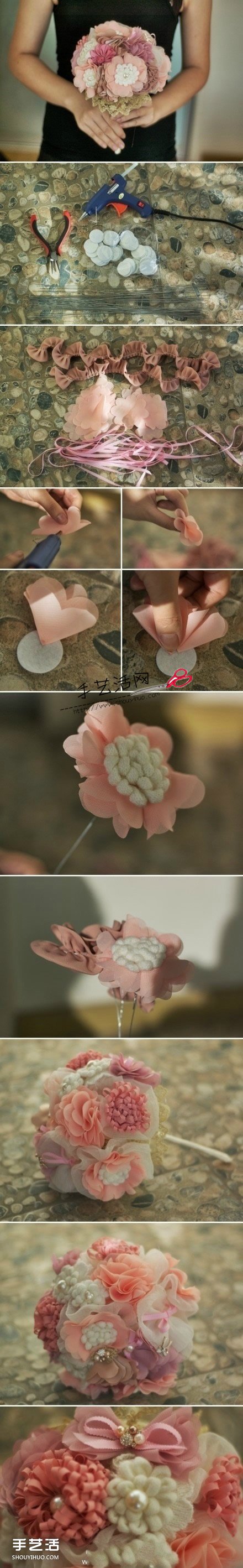 七款不織布美美捧花DIY手工制作圖解教程 -  www.rpnrmr.com