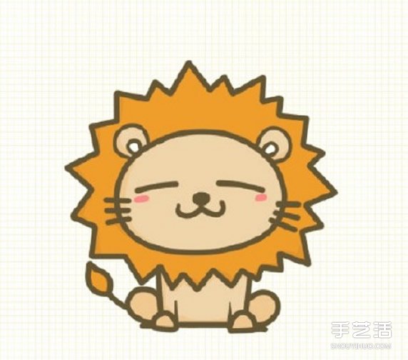 可愛獅子簡筆畫步驟 獅子簡筆畫彩色圖片教程 -  www.rpnrmr.com