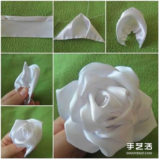 絲帶玫瑰花的折法圖解 寬絲帶玫瑰花的做法 -  www.rpnrmr.com