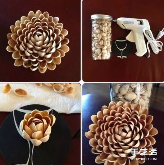 開心果殼創(chuàng)意粘貼畫 開心果殼粘貼荷花裝飾畫 -  www.rpnrmr.com