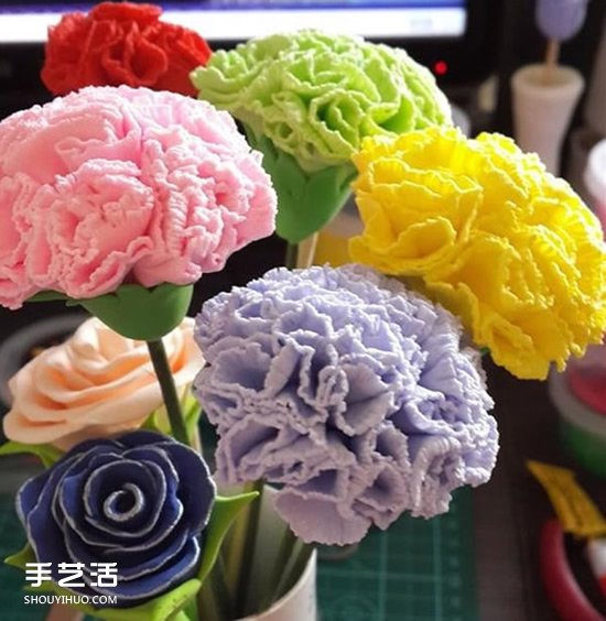 母親節(jié)康乃馨花制作 橡皮泥做康乃馨的教程 -  www.rpnrmr.com
