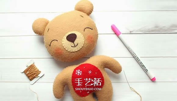 不織布新年小熊制作 超萌小熊布偶DIY圖解 -  www.rpnrmr.com