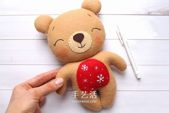 不織布新年小熊制作 超萌小熊布偶DIY圖解 -  www.rpnrmr.com