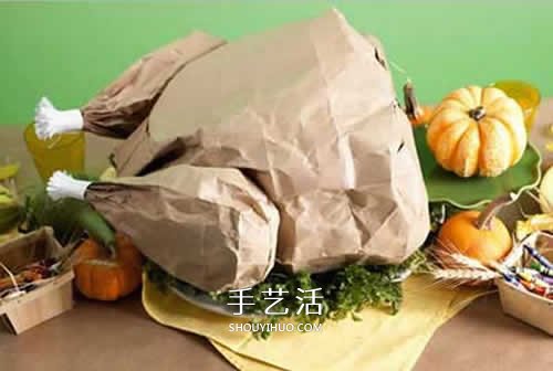 牛皮紙袋制作火雞模型 簡單感恩節(jié)紙火雞做法 -  www.rpnrmr.com