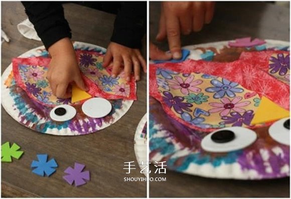 紙餐盤手工小制作 做成可愛的貓頭鷹掛飾 -  www.rpnrmr.com