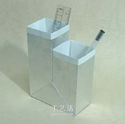 雙孔筆筒的折紙方法 紙筆筒的做法步驟圖解 -  www.rpnrmr.com