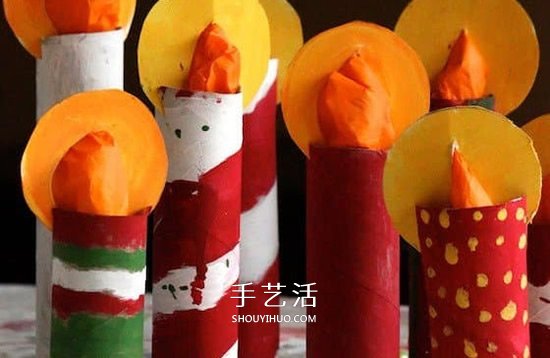衛(wèi)生紙筒手工制作蠟燭 幼兒園圣誕節(jié)蠟燭做法 -  www.rpnrmr.com