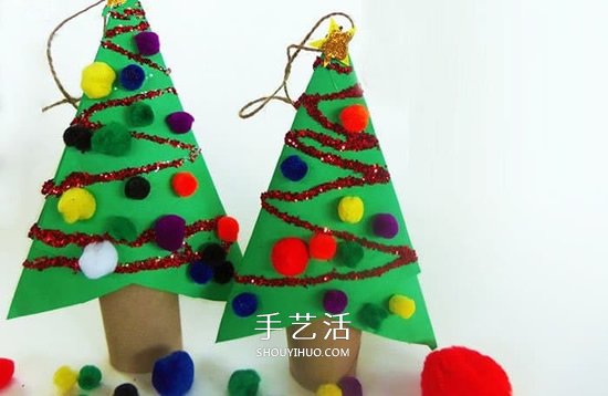 簡(jiǎn)單圣誕樹掛飾的做法 用衛(wèi)生紙筒做圣誕樹 -  www.rpnrmr.com