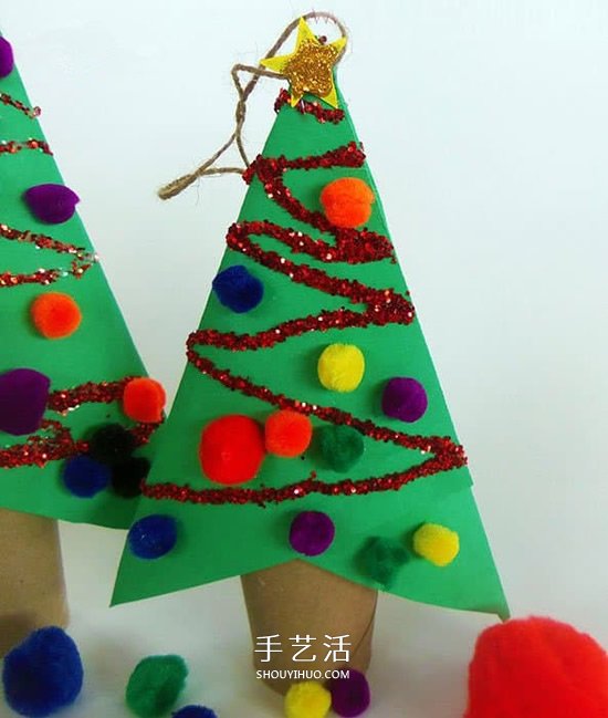 簡(jiǎn)單圣誕樹掛飾的做法 用衛(wèi)生紙筒做圣誕樹 -  www.rpnrmr.com