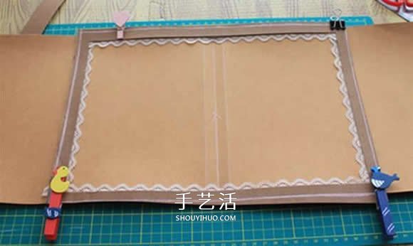 水洗牛皮紙手工制作復(fù)古拼色風(fēng)書套的教程 -  www.rpnrmr.com