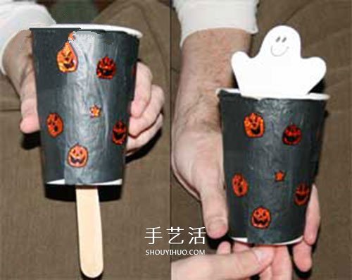 萬圣節(jié)玩具手工小制作 利用紙杯制作幽靈玩具 -  www.rpnrmr.com