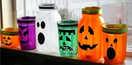 萬圣節(jié)玻璃瓶小制作 DIY可愛的照明南瓜燈 -  www.rpnrmr.com