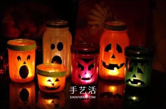 萬圣節(jié)玻璃瓶小制作 DIY可愛的照明南瓜燈 -  www.rpnrmr.com