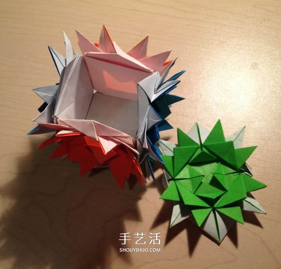 立體組合刺球的折法 帶刺花球的折紙圖解 -  www.rpnrmr.com