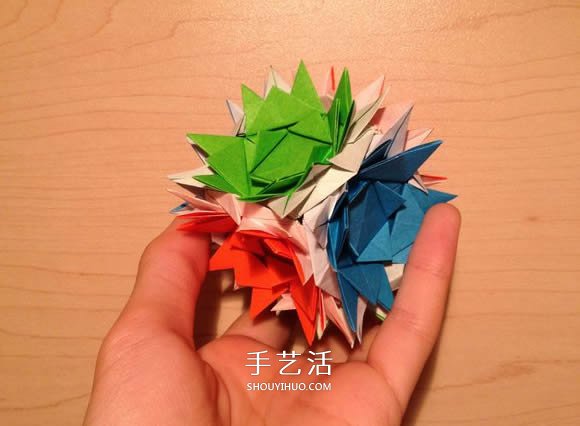 立體組合刺球的折法 帶刺花球的折紙圖解 -  www.rpnrmr.com