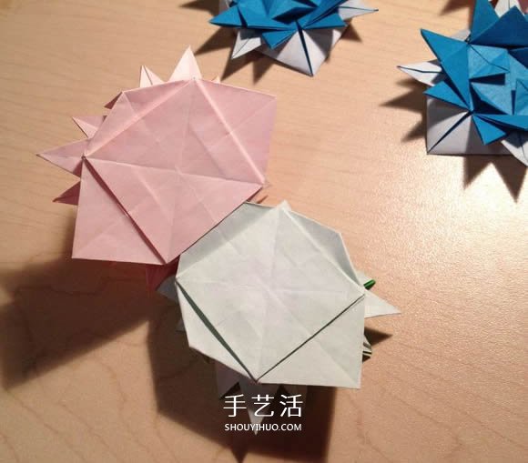 立體組合刺球的折法 帶刺花球的折紙圖解 -  www.rpnrmr.com
