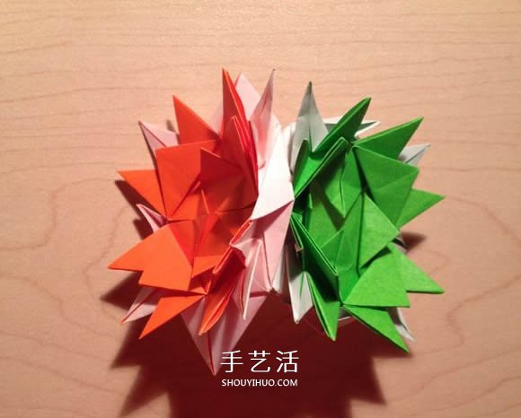 立體組合刺球的折法 帶刺花球的折紙圖解 -  www.rpnrmr.com