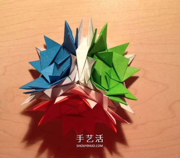 立體組合刺球的折法 帶刺花球的折紙圖解 -  www.rpnrmr.com