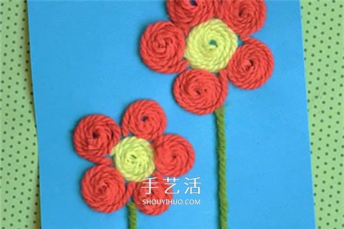 簡(jiǎn)易毛線小手工制作 自制可愛母親節(jié)花朵賀卡 -  www.rpnrmr.com