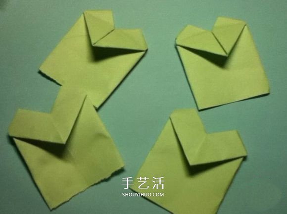 折疊四個愛心 組合成代表幸運的四葉草圖解 -  www.rpnrmr.com