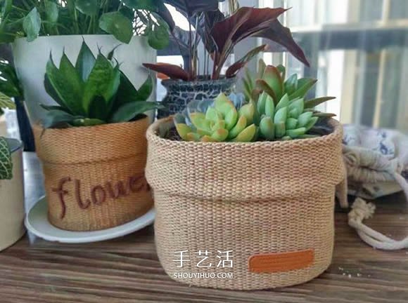 油瓶手工制作田園風(fēng)花盆套的做法教程 -  www.rpnrmr.com