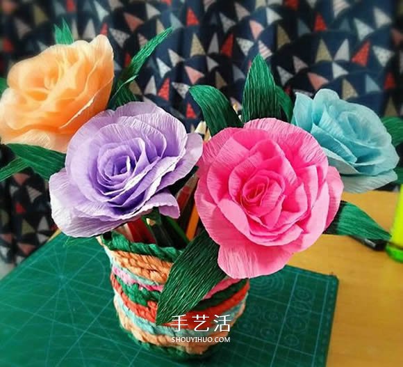 皺紋紙手工制作美麗紙花的做法圖解 -  www.rpnrmr.com