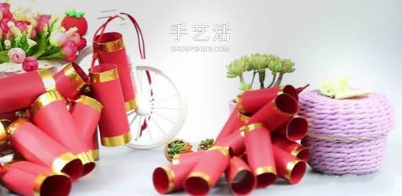 卡紙手工制作一串爆竹裝飾的做法 -  www.rpnrmr.com
