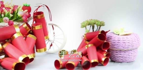 卡紙手工制作一串爆竹裝飾的做法 -  www.rpnrmr.com