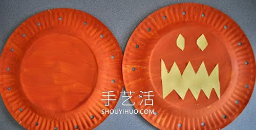幼兒手工制作萬圣節(jié)紙盤南瓜燈籠的做法教程 -  www.rpnrmr.com
