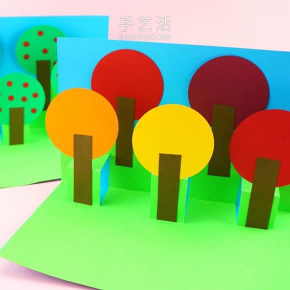 卡紙手工制作秋天大樹立體卡片的做法教程 -  www.rpnrmr.com