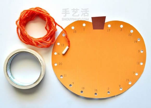 用紗線在卡紙上繞線 手工制作秋天南瓜的教程 -  www.rpnrmr.com
