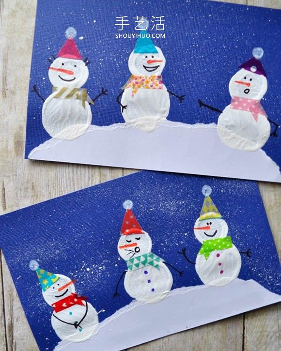 幼兒園用瓶蓋簡單畫冬天雪人的做法教程 -  www.rpnrmr.com