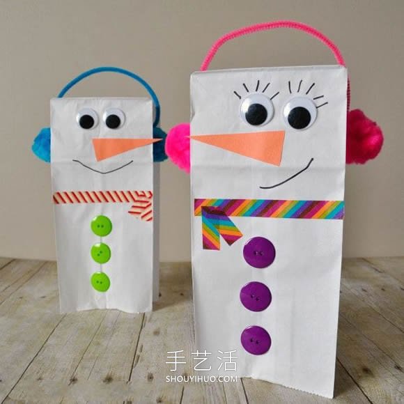 幼兒園手工制作紙袋雪人木偶的做法教程 -  www.rpnrmr.com