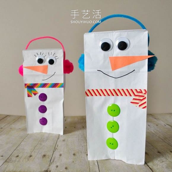 幼兒園手工制作紙袋雪人木偶的做法教程 -  www.rpnrmr.com