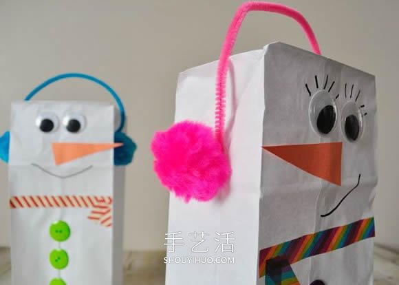 幼兒園手工制作紙袋雪人木偶的做法教程 -  www.rpnrmr.com