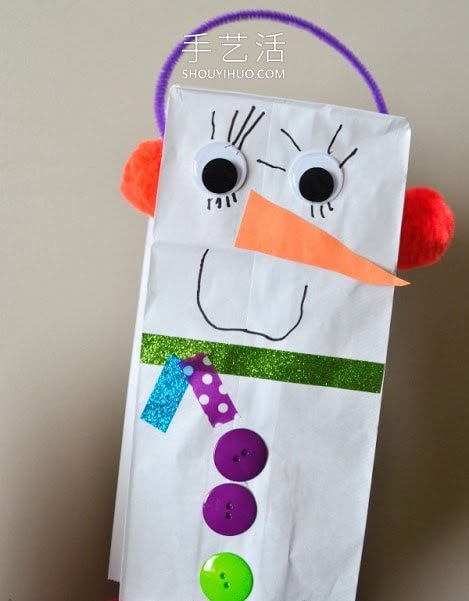 幼兒園手工制作紙袋雪人木偶的做法教程 -  www.rpnrmr.com