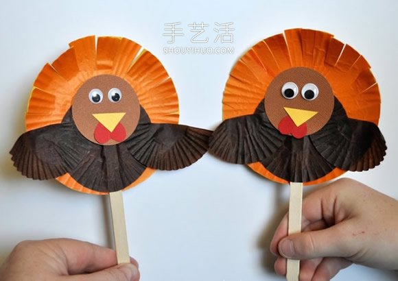 幼兒園手工制作蛋糕紙火雞木偶的做法教程 -  www.rpnrmr.com