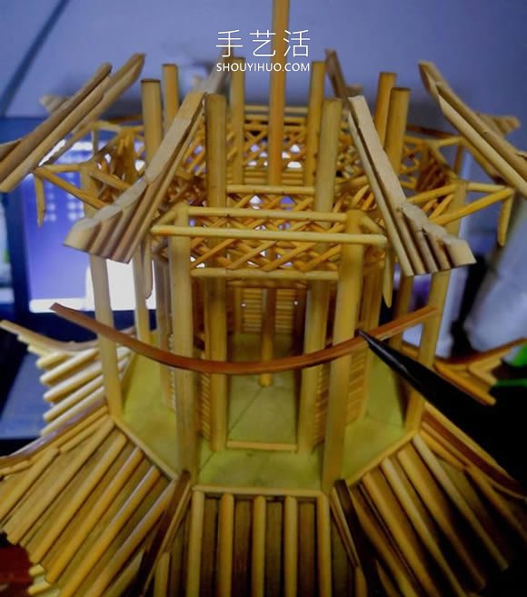 一次性筷子做古代塔的制作方法教程 -  www.rpnrmr.com