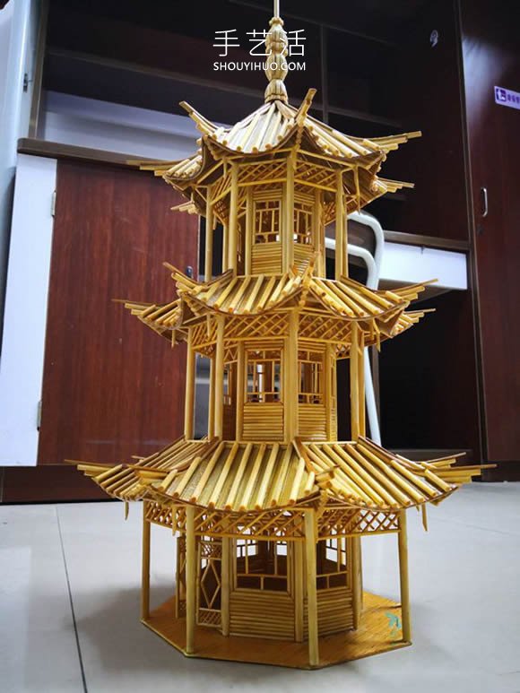 一次性筷子做古代塔的制作方法教程 -  www.rpnrmr.com