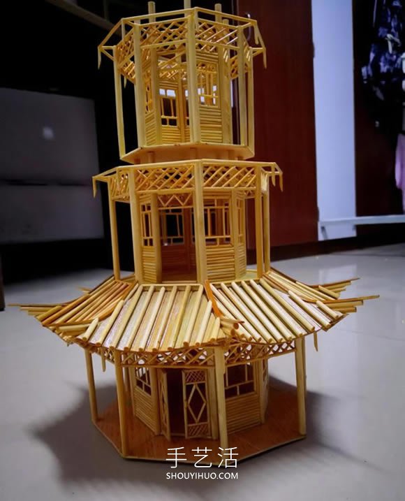 一次性筷子做古代塔的制作方法教程 -  www.rpnrmr.com