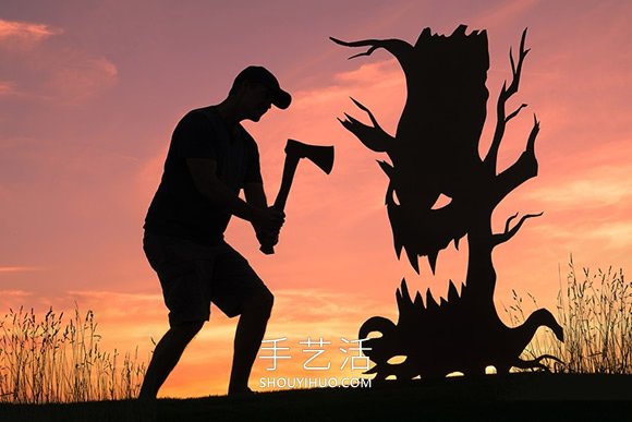 他將硬紙板放置夕陽下，拍攝栩栩如生創(chuàng)意照 -  www.rpnrmr.com