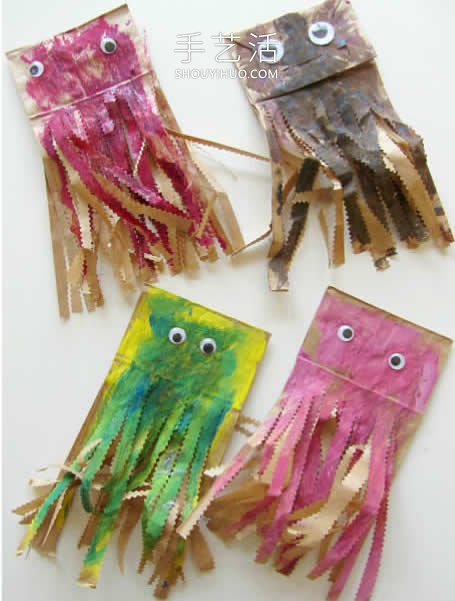 幼兒園紙袋手工制作水母的做法教程 -  www.rpnrmr.com