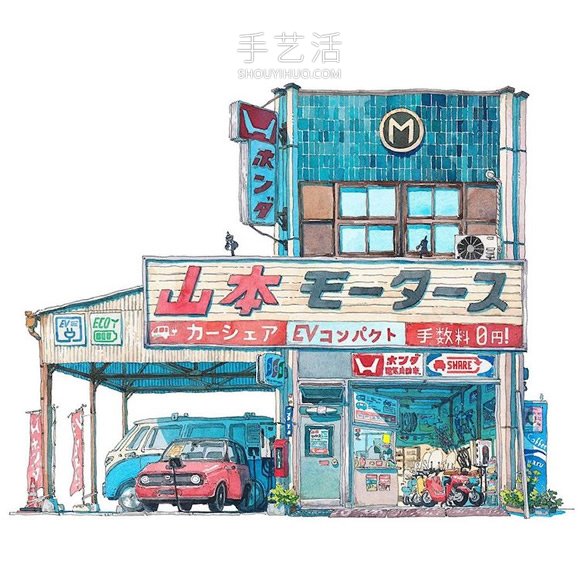 夢幻的日本店面！波蘭動畫師虛構(gòu)的水彩畫 -  www.rpnrmr.com