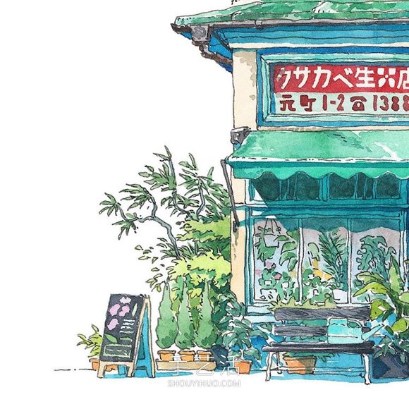 夢幻的日本店面！波蘭動畫師虛構(gòu)的水彩畫 -  www.rpnrmr.com